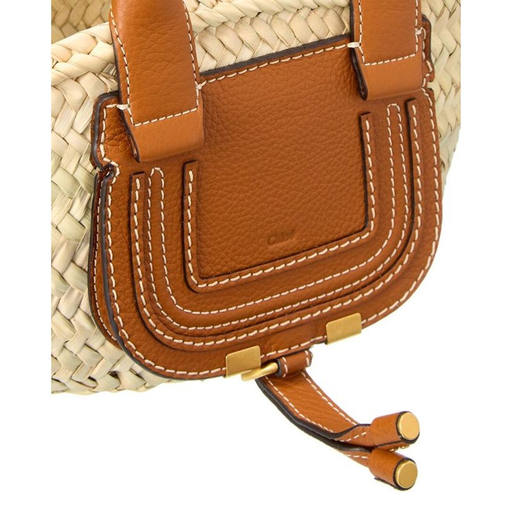 Chloé Marcie Mini Raffia & Leather Tote, Brown - Picture 3 of 4